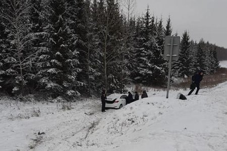 В Башкортостане иномарка съехала в кювет и врезалась в дерево: погиб пассажир