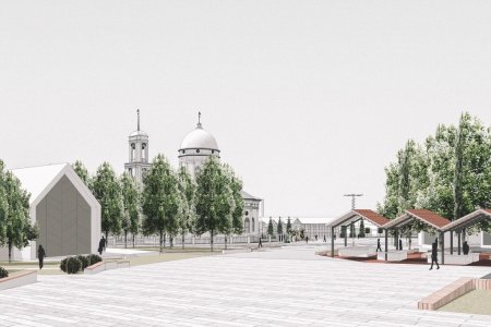 В Бирске продолжается строительство архитектурно-паркового ансамбля "Новый центр".